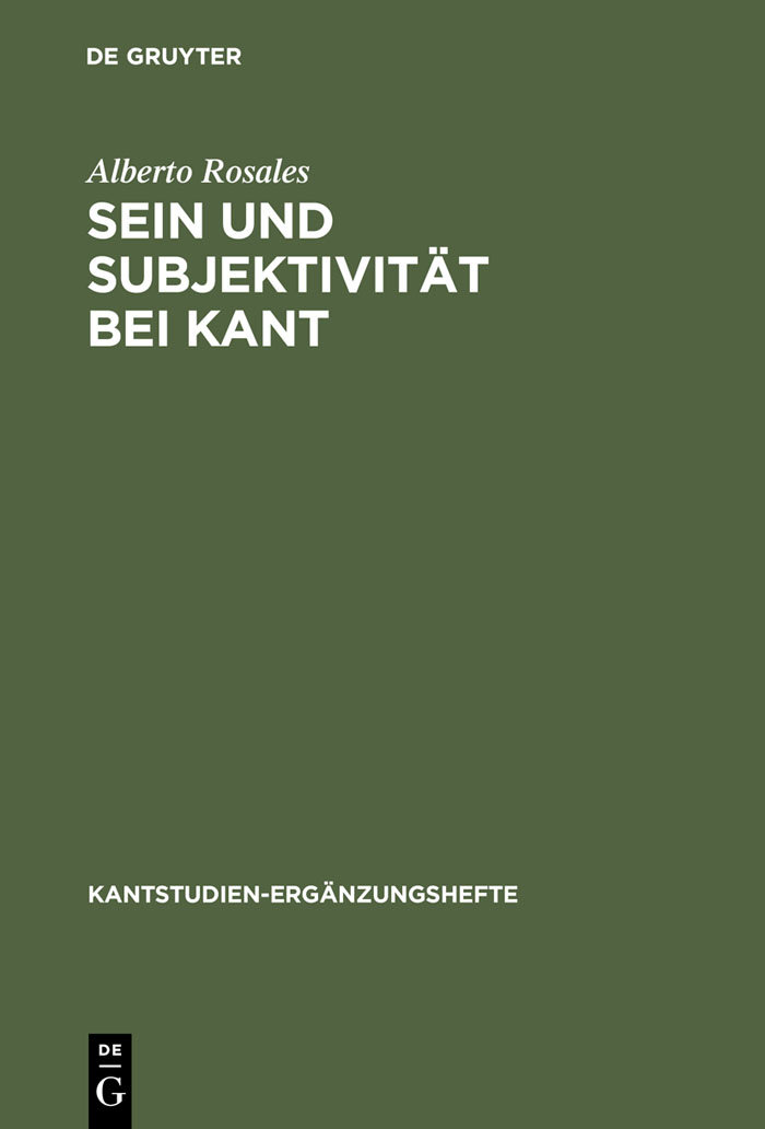 Sein und Subjektivität bei Kant