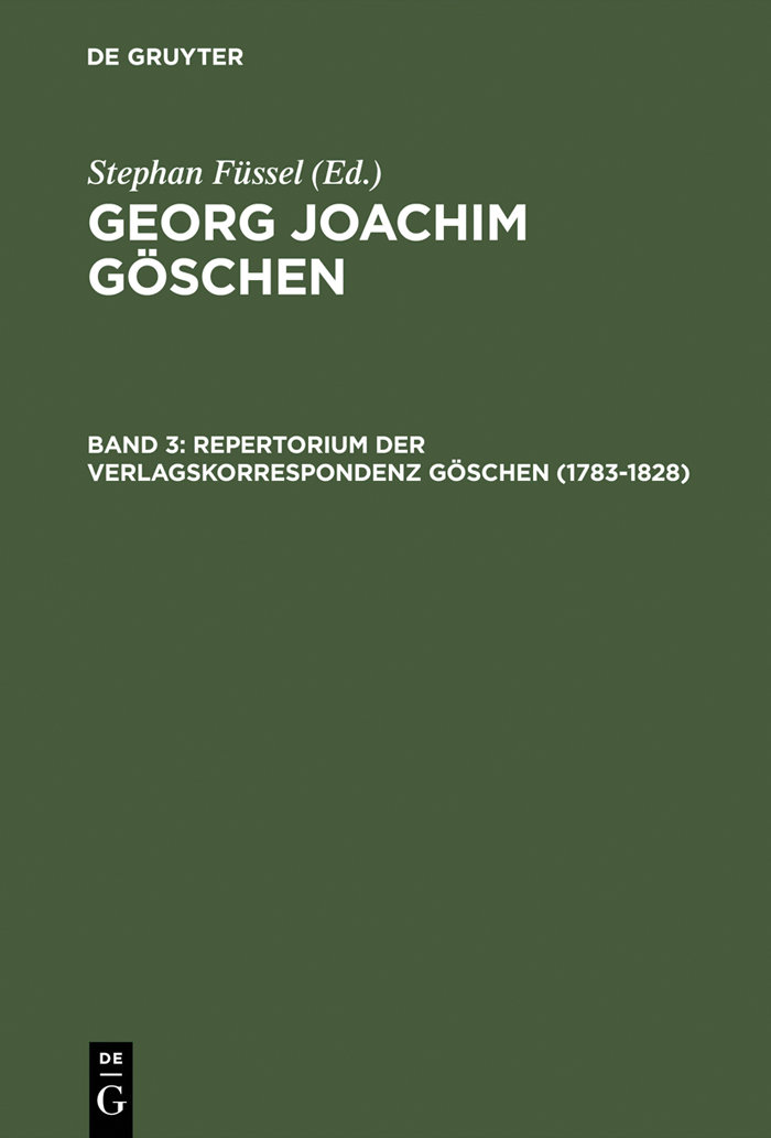 Repertorium der Verlagskorrespondenz Göschen (1783-1828)