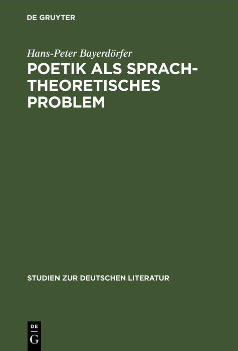 Poetik als sprachtheoretisches Problem