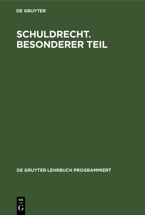 Schuldrecht. Besonderer Teil