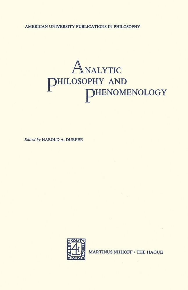 Analytic Philosophy and Phenomenology