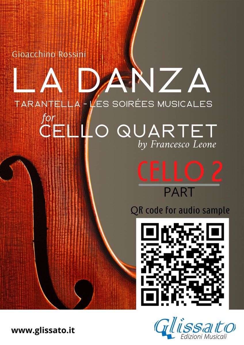 Cello 2 part of 'La Danza' tarantella by Rossini for Cello Quartet