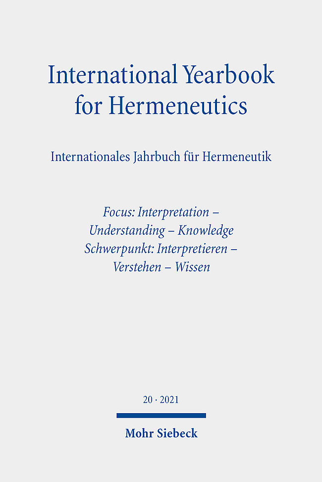 International Yearbook for Hermeneutics / Internationales Jahrbuch für Hermeneutik