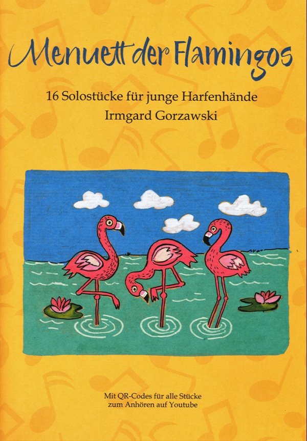 Menuett der Flamingos (+QR-Codes) für junge Harfenhände