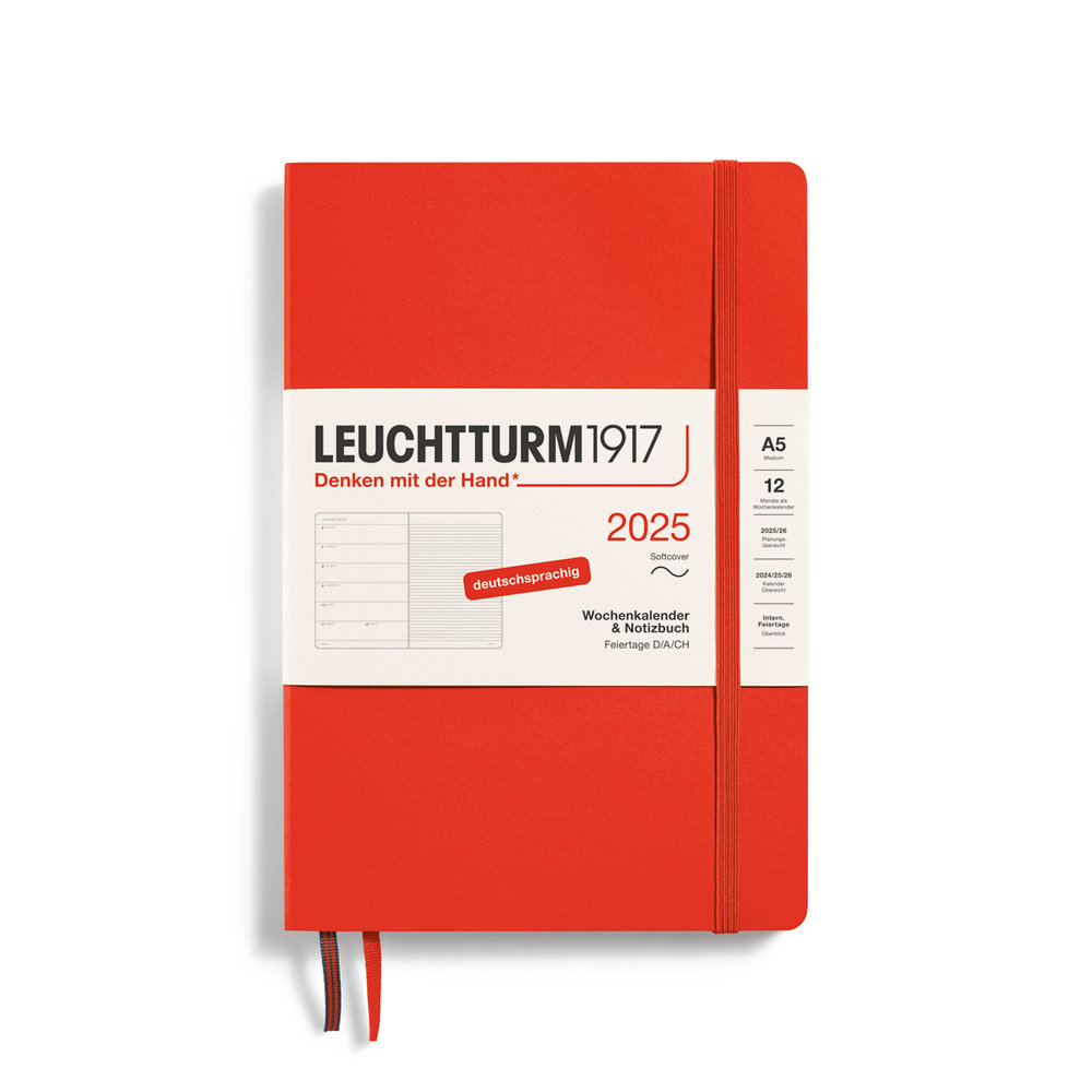 Wochenkalender & Notizbuch Medium (A5) 2025, Softcover, Lobster, Deutsch