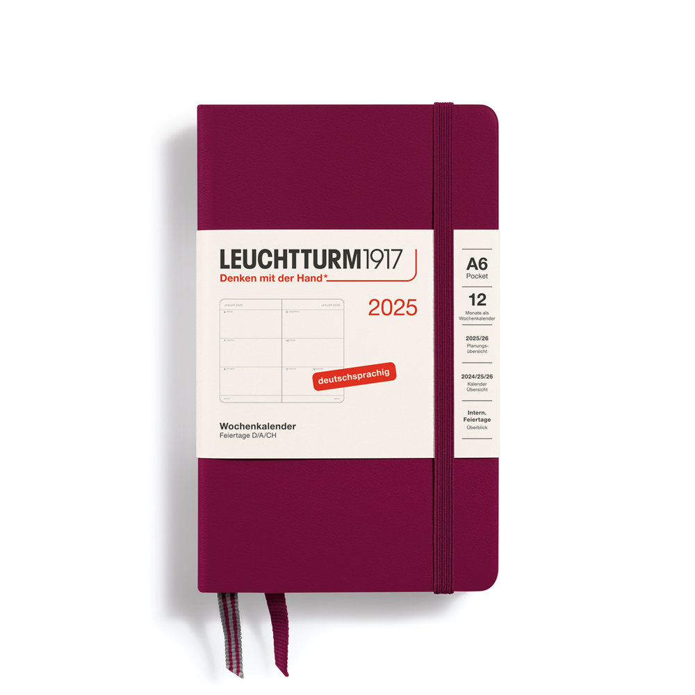 Wochenkalender Pocket (A6) 2025, Port Red, Deutsch