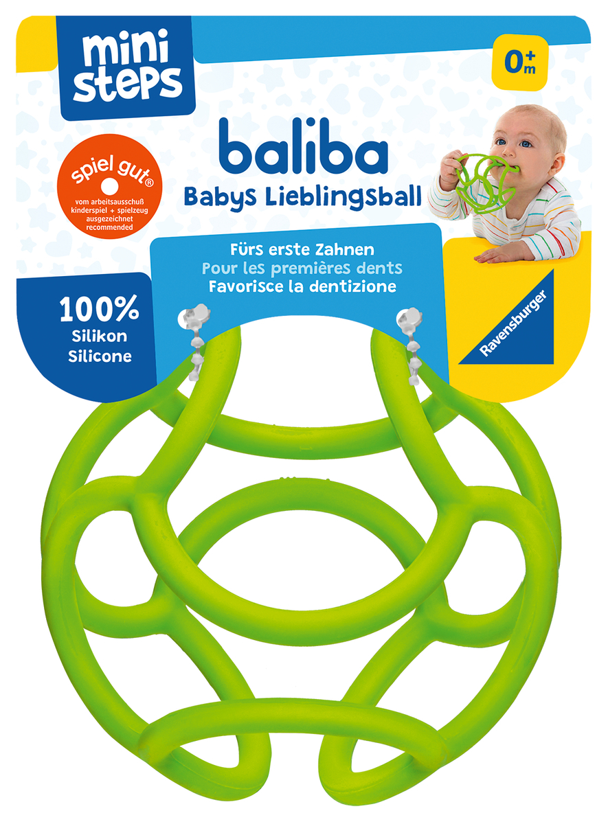 Ravensburger ministeps 4150 baliba - Flexibler Ball, Greifling und Beißring - Baby Spielzeug ab 0 Monate - grün