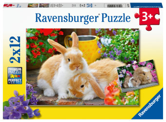 Ravensburger Kinderpuzzle - 05144 Kleine Kuschelzeit - Puzzle für Kinder ab 3 Jahren, mit 2x12 Teilen