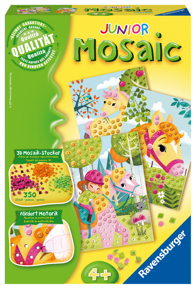 Ravensburger 18341 Mosaic Junior Pferde, DIY für Kinder ab 4 Jahren