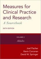 Measures for Clinical Practice and Research: A Sourcebook