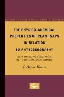 The Physico-Chemical Properties of Plant Saps in Relation to Phytogeography