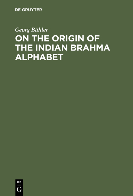 On The Origin Of The Indian Brahma Alphabet Buhler Georg Dussmann Das Kulturkaufhaus