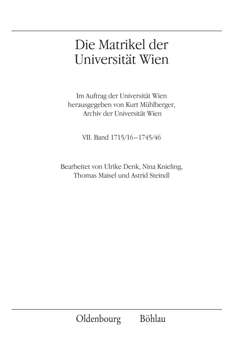 Die Matrikel der Universität Wien