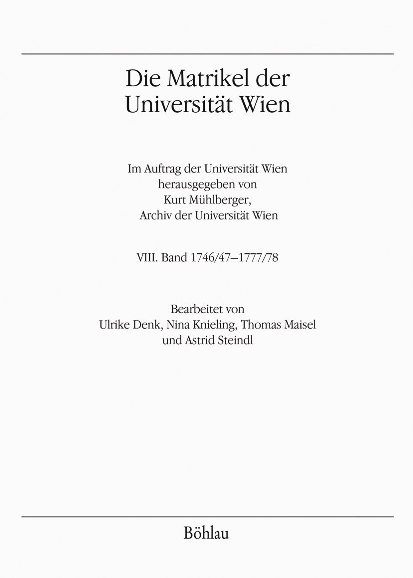 Die Matrikel der Universität Wien