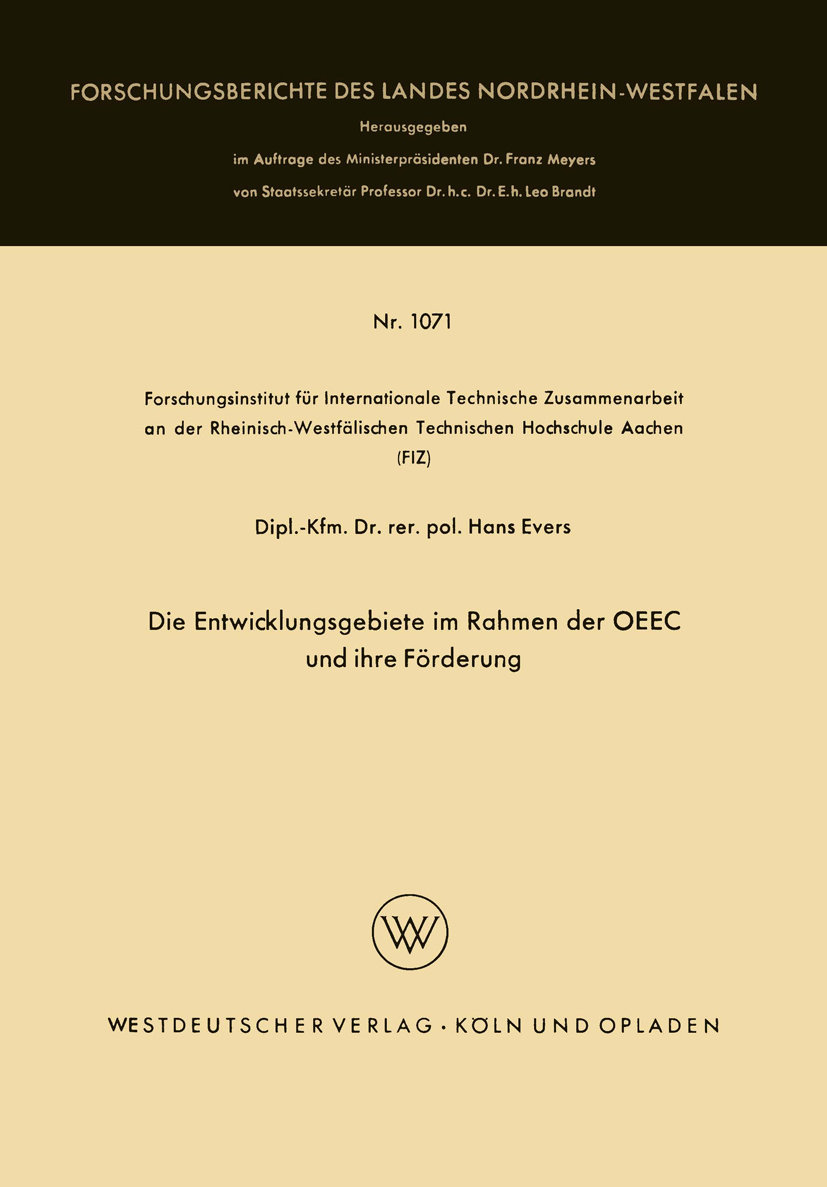 Die Entwicklungsgebiete im Rahmen der OEEC und ihre Förderung