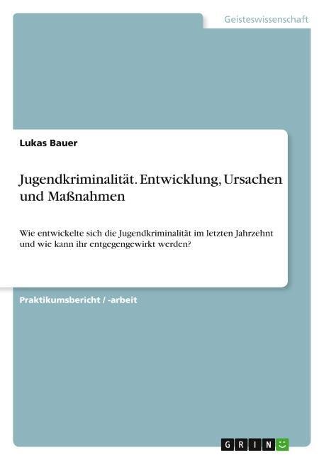 Jugendkriminalität. Entwicklung, Ursachen und Maßnahmen