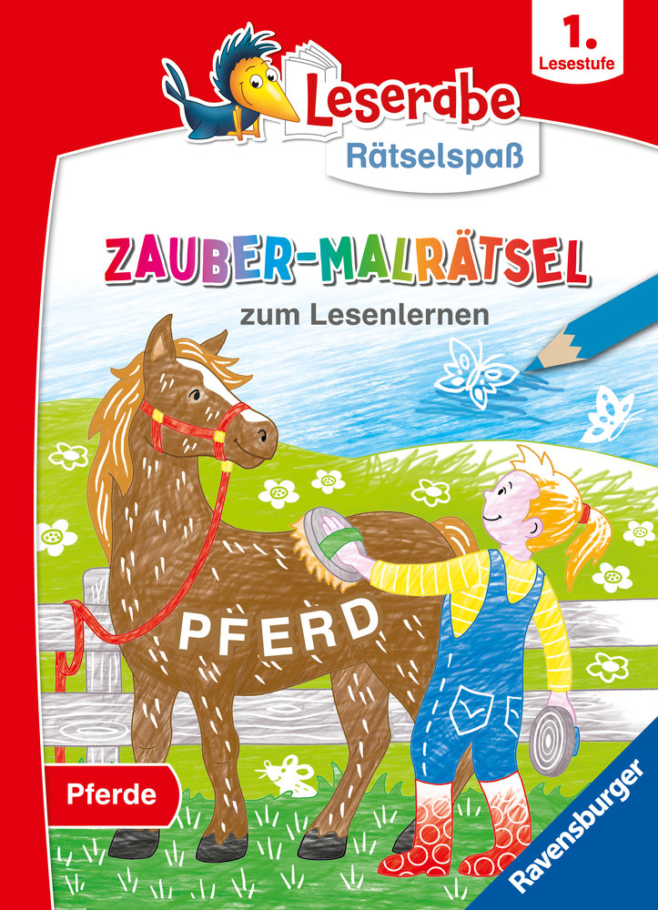 Ravensburger Leserabe Zauber-Malrätsel zum Lesenlernen: Pferde (1. Lesestufe), Zauberpapier-Malbuch, Rätsel, Lesen lernen Vorschule, Rätselbuch ab 6 Jahre