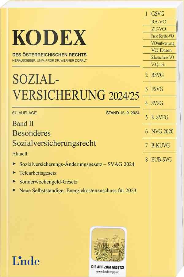 KODEX Sozialversicherung 2024/25, Band II