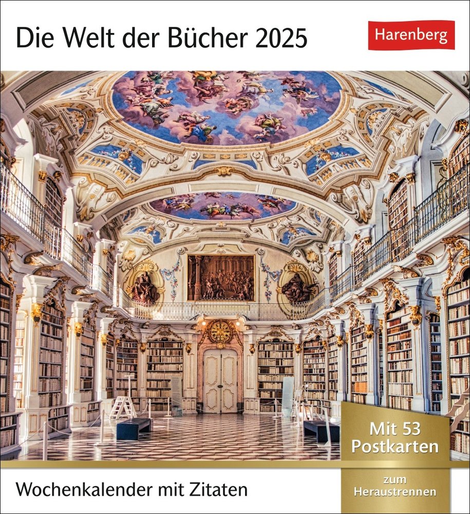 Die Welt der Bücher Postkartenkalender 2025 - Wochenkalender mit 53 Literaturpostkarten