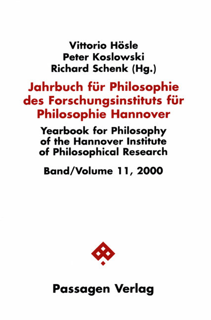 Jahrbuch für Philosophie des Forschungsinstituts für Philosophie Hannover / Jahrbuch für Philosophie des Forschungsinstituts für Philosophie Hannover