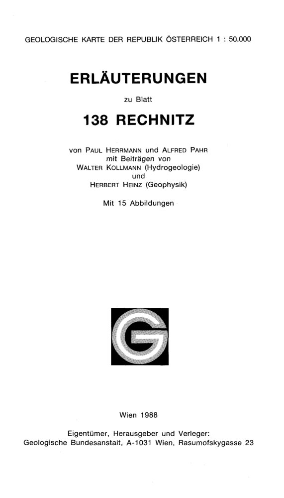 Erläuterungen zu Blatt 138 Rechnitz