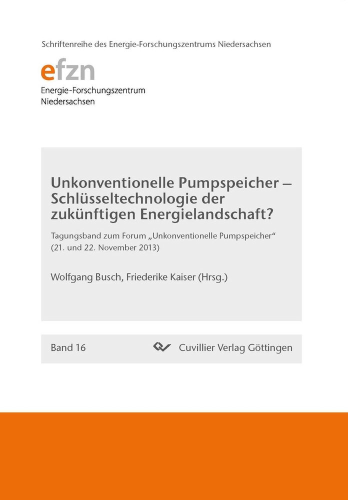 Unkonventionelle Pumpspeicher ¿ Schlüsseltechnologie der zukünftigen Energielandschaft? (Band 16). Tagungsband zum Forum ¿Unkonventionelle Pumpspeicher¿ (21. und 22. November 2013)