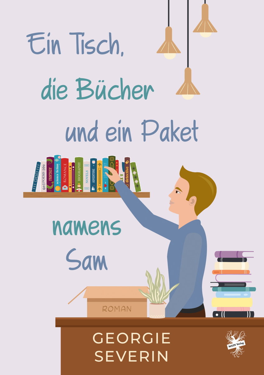 Ein Tisch, die Bücher und ein Paket namens Sam