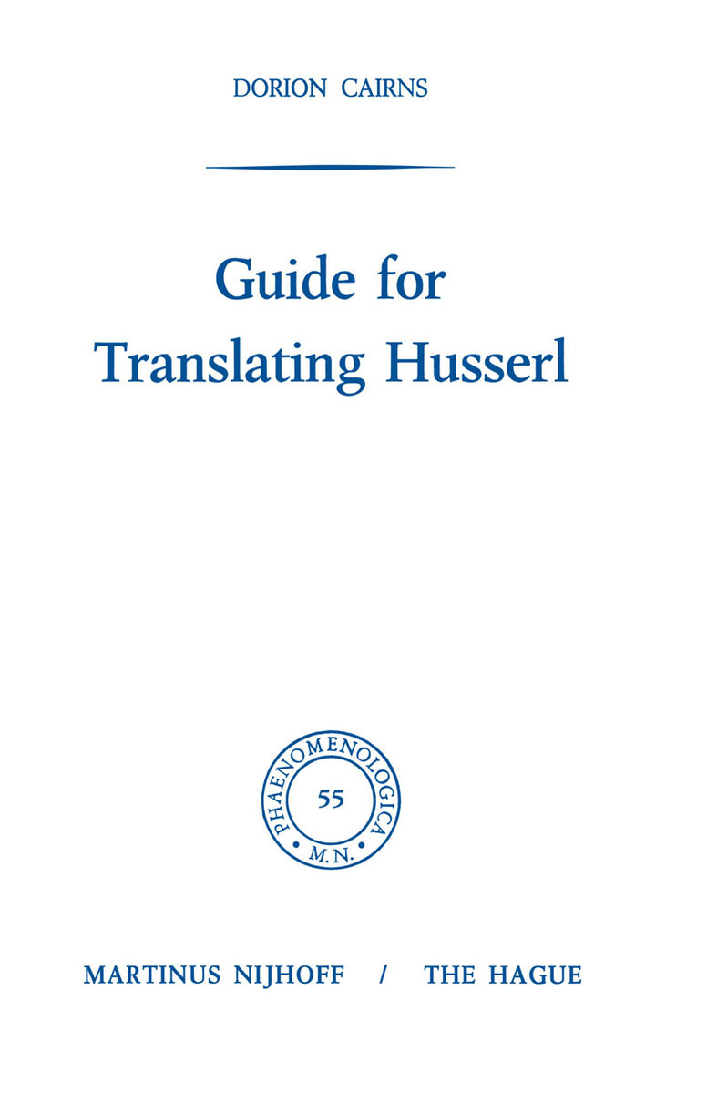 Guide for Translating Husserl