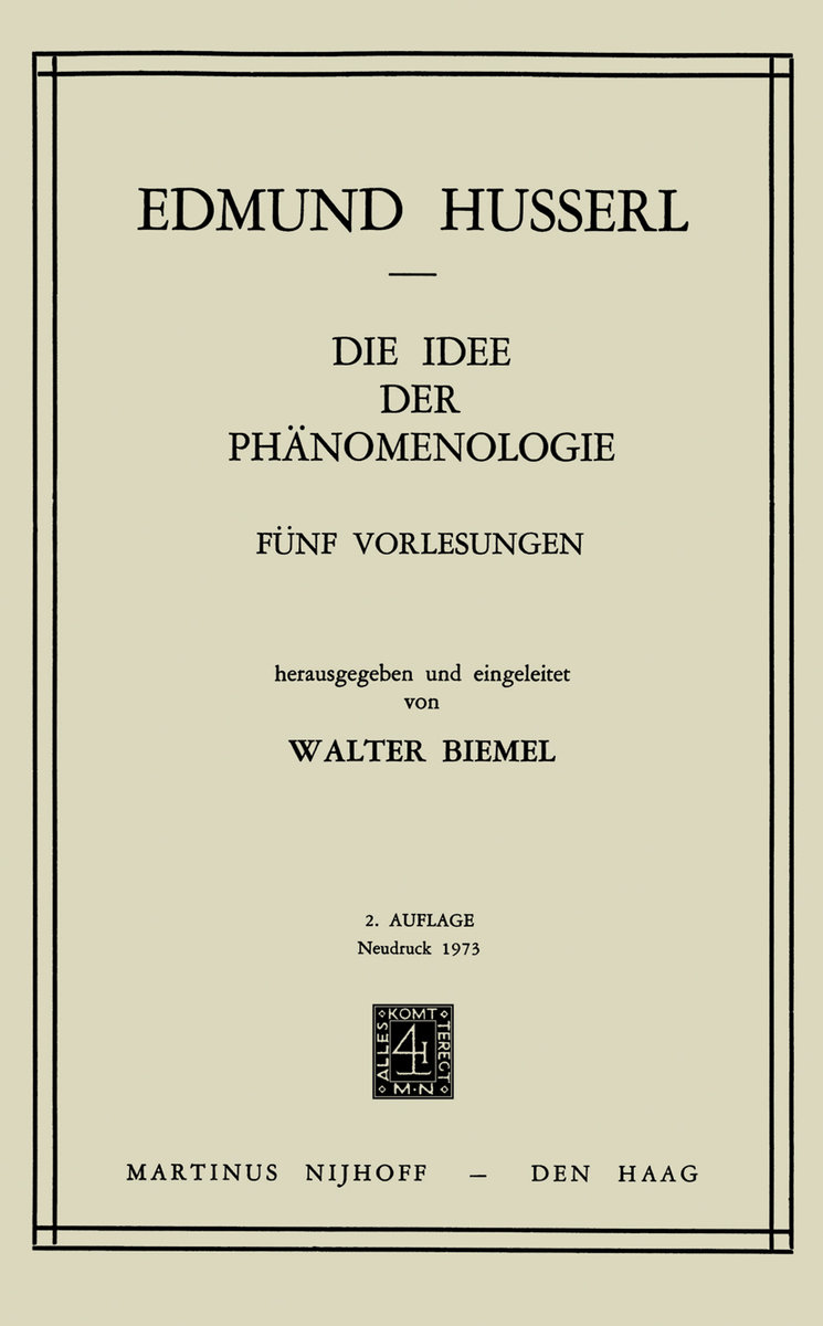 Die Idee der Phänomenologie