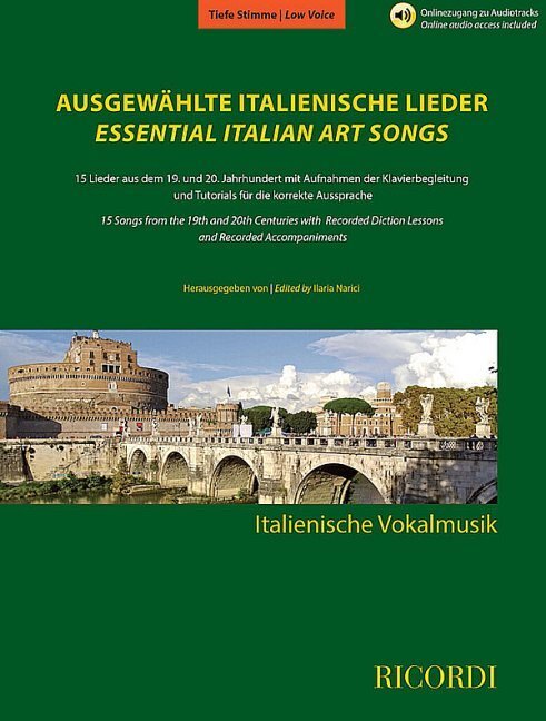 Ausgewählte italienische Lieder (Low Voice) für Low Voice and Piano - Buch + Online-Audio